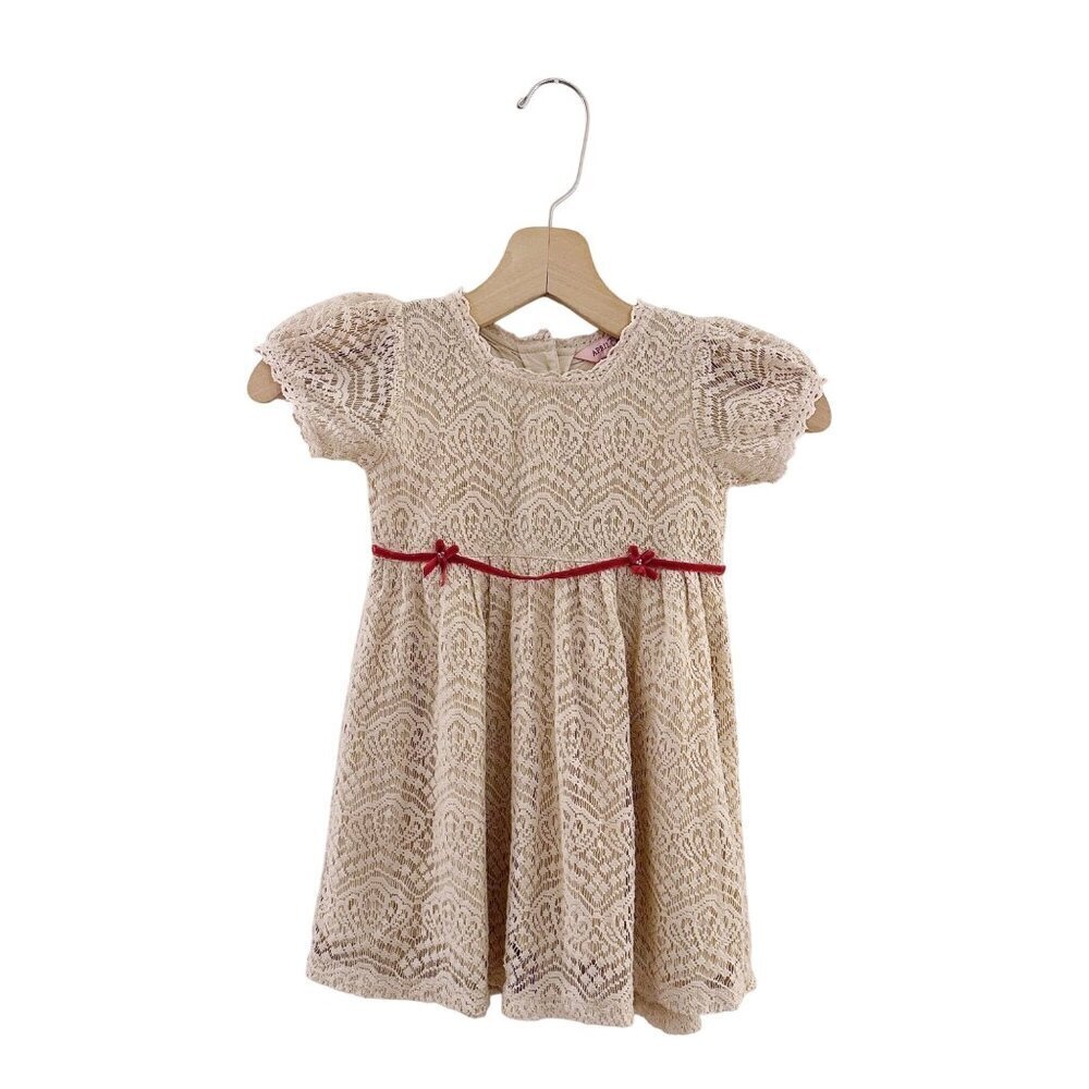 April Cornell Kids Baby Dress Lace Holiday Valentine's Cream Red